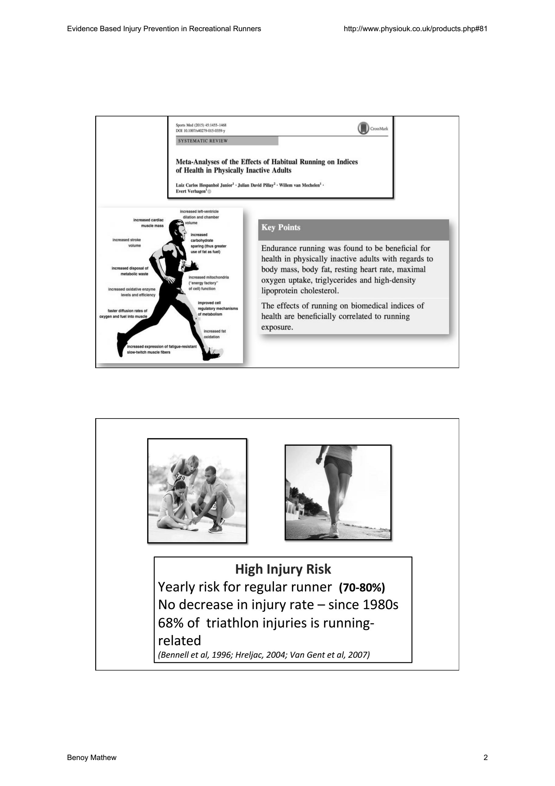 Running Injures   – A sample of our lecture notes   Beony Mathews and Glen Robbins Specialist Physiotherapists